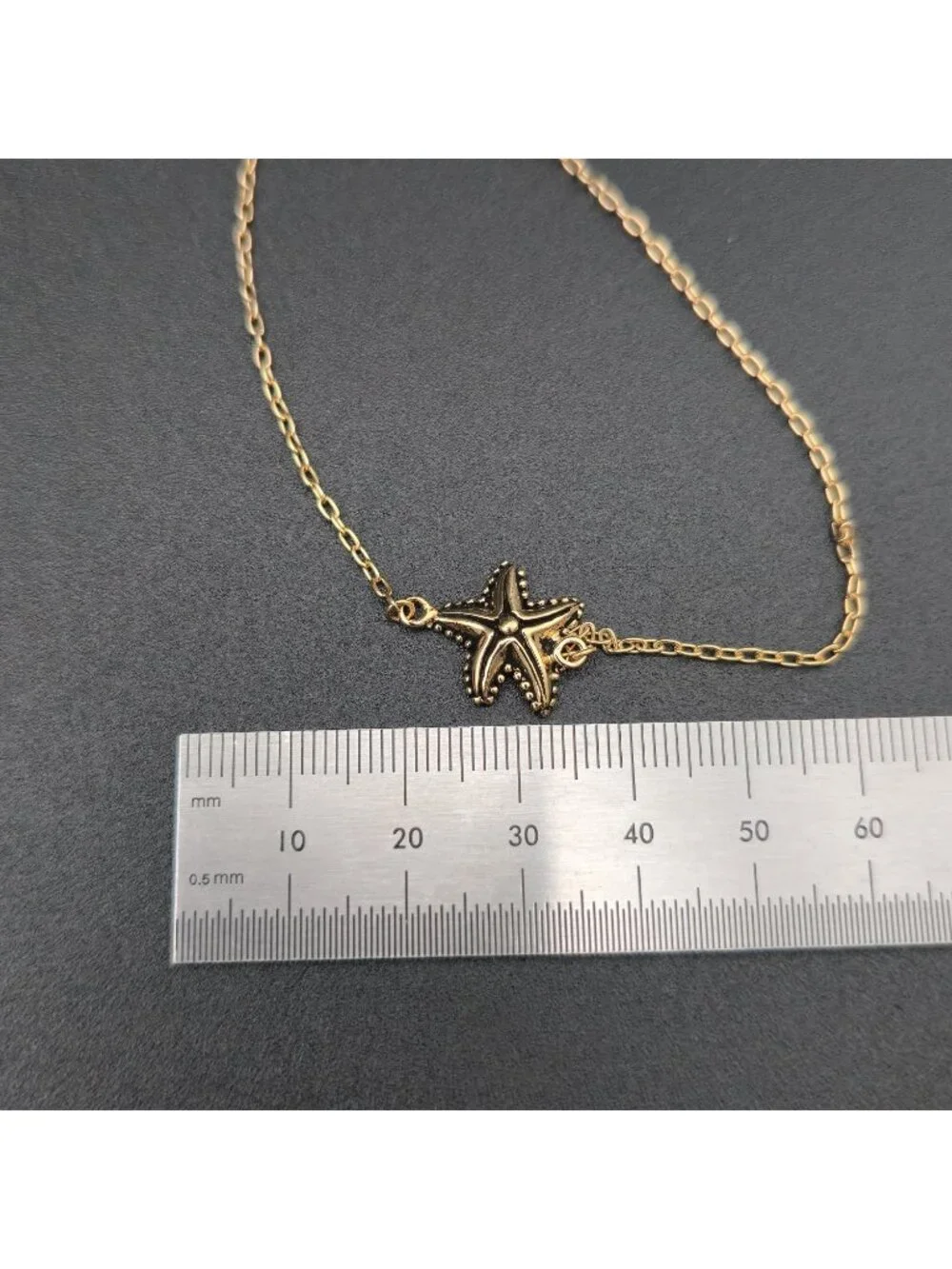 10 Inch Gold Over Sterling Silver Starfish Anklet Bracelet A8155